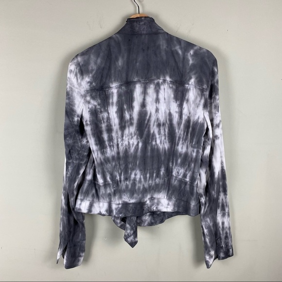 I•N•C: Retro Biker Tie Dye Slouchy Motto Off Center Full Zip Up Jacket Small - Picture 5 of 5